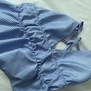 SHEIN Blue and White Striped Crop Top